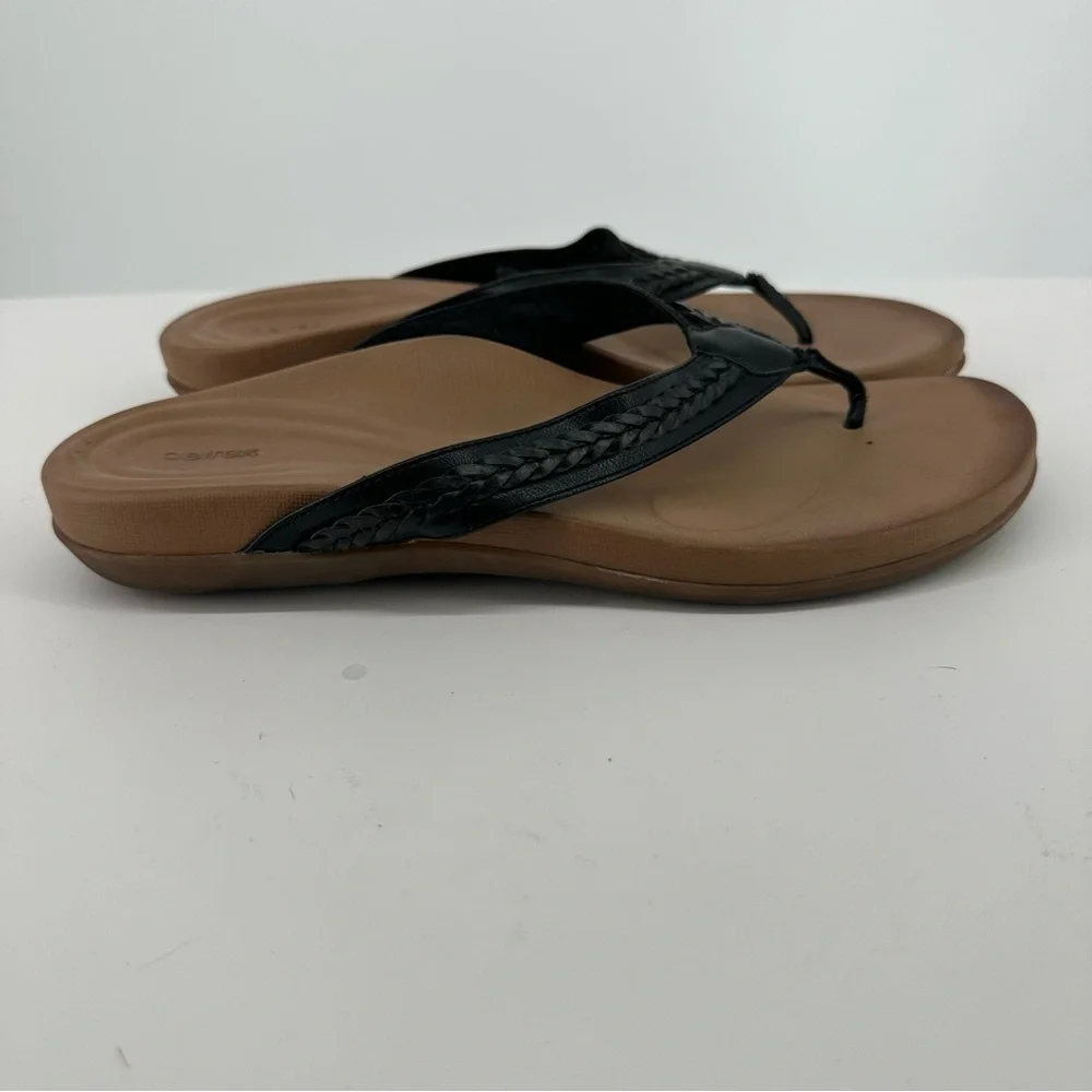 Aetrex Emmy Black Braided Flip Flops Thong Sandals Womens Size 10-10.5 - Picture 5 of 6
